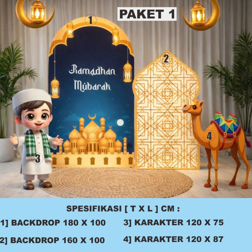 paket dekorasi tema ramadhan backdrop photobooth dan standing karakter