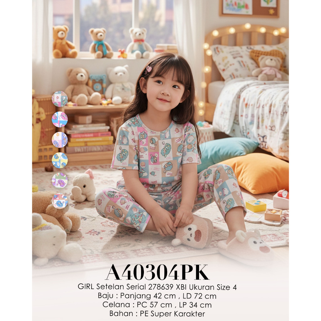 Setelan kaos anak perempuan Lemone Fashion kartun Domba