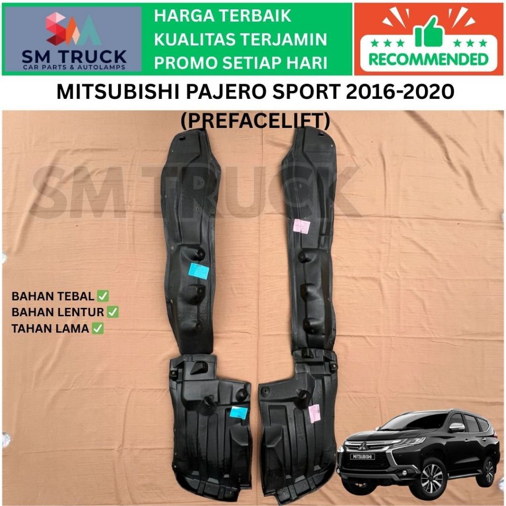 INNER LINER FENDER PLASTIK SPAKBOR RODA DEPAN PAJERO SPORT 2015 2016 2017 2018 2019 2020 PRE FACELIF