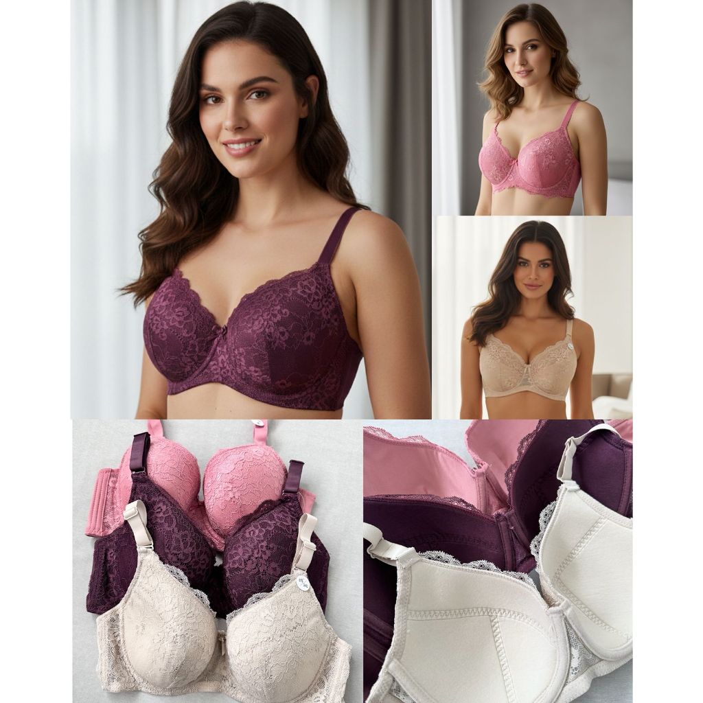 [75B - 40D] Sorella Full Cup Wired Lace Bra - Bra Ada Kawat Cup Besar Full Coverage - 1225