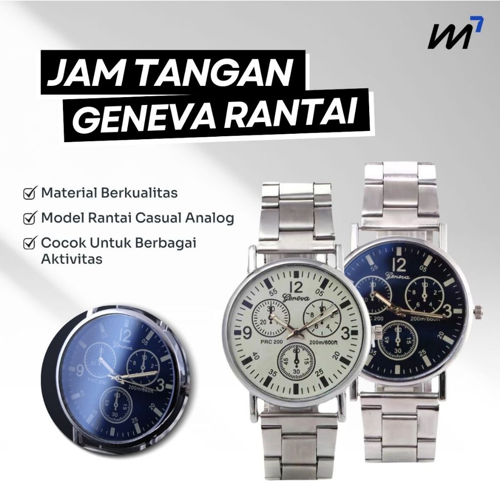 Jam Tangan Sport Geneva SHSD Pria Wanita Unisex Jam Tangan Rantai Geneva Stainless Steel