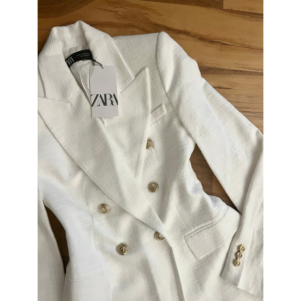 ZARA TWEED TEXTURED DOUBLE BREASTED BLAZER | ZARA TWEED BALMAIN BLAZER