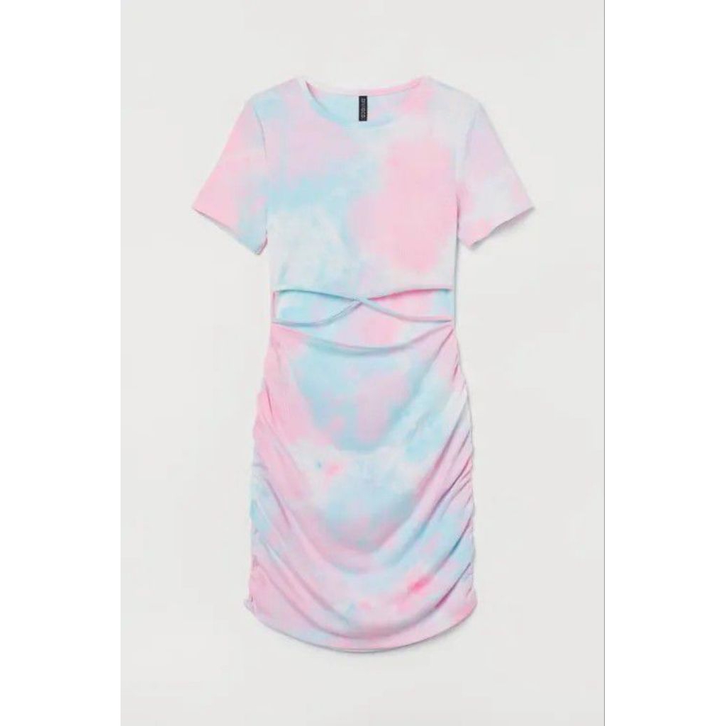 (Harga 95rb) Divided HM H&M Cotton Candy Cut Out Dress Tie Dye Rainbow Pelangi Seksi Pantai Top Wani