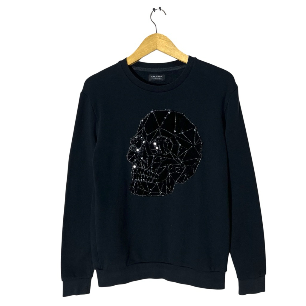 Zara Sweatshirts Black Velvet Skull Y2k Authentic Original