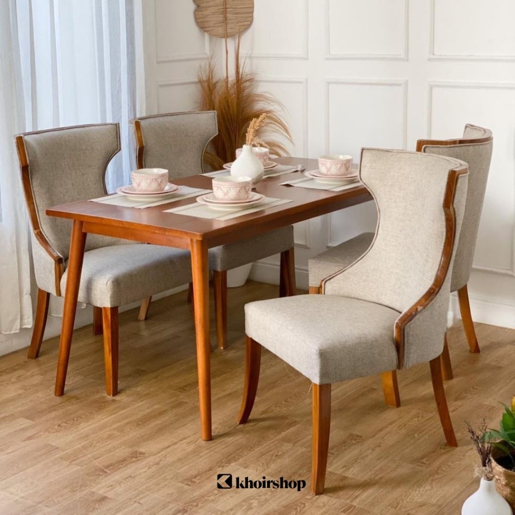 SET MEJA MAKAN 4 KURSI MEJA MAKAN MINIMALIS JATI SET KURSI MAKAN MEWAH BUSA TEBAL