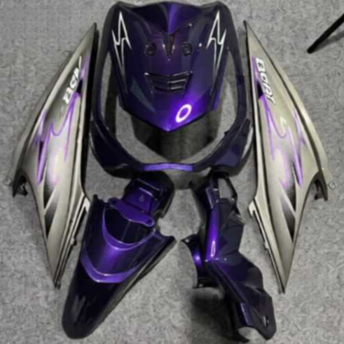 Cover bodi halus honda beat karbu ungu candy mix grey + strip