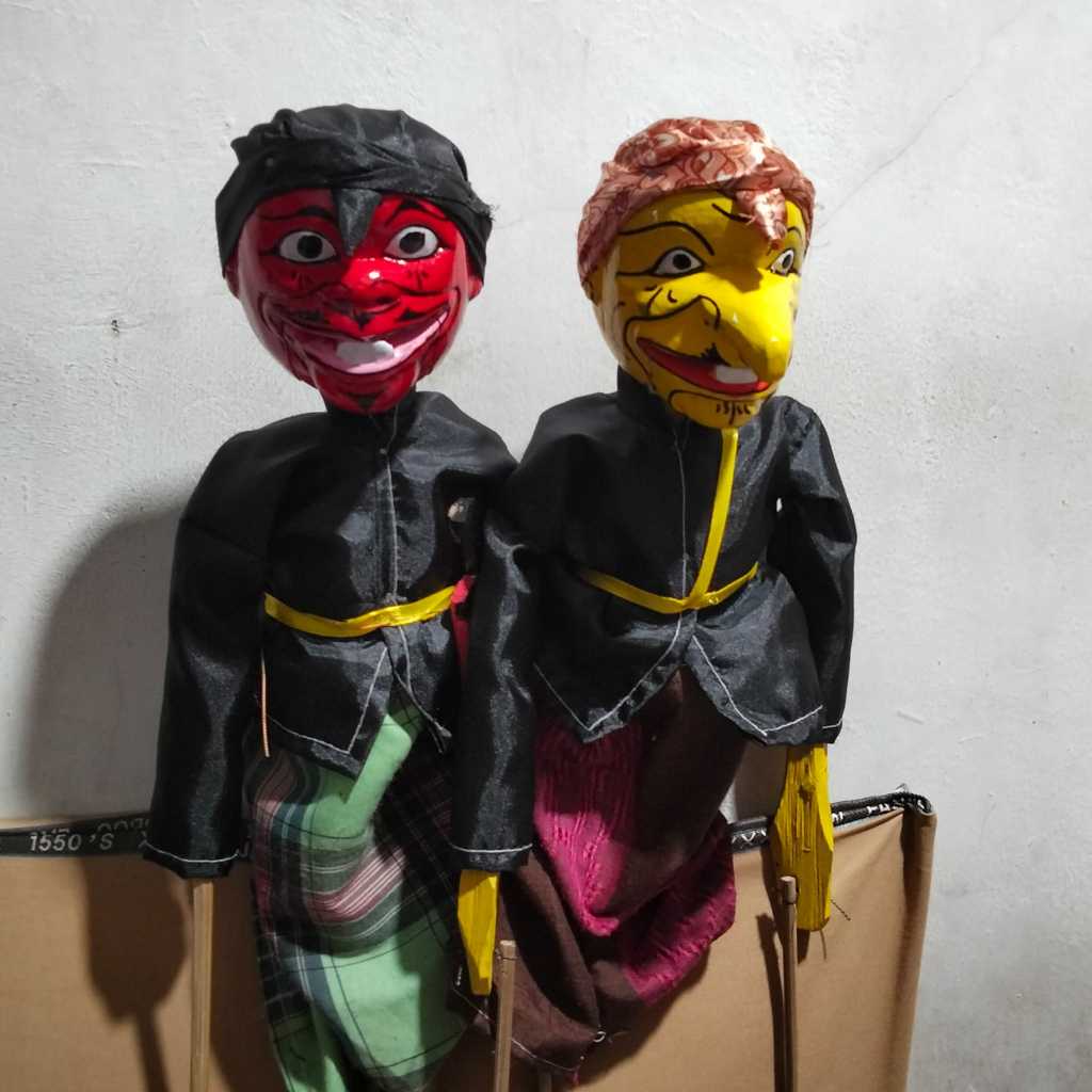 wayang golek isi 2 cepot dewala buka tutup mulut 40cm