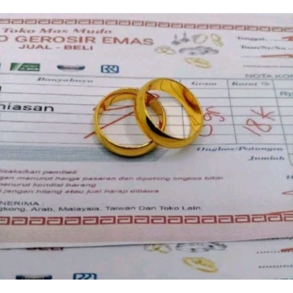 PROMO cincin couple polos lapis emas murni fre surat toko