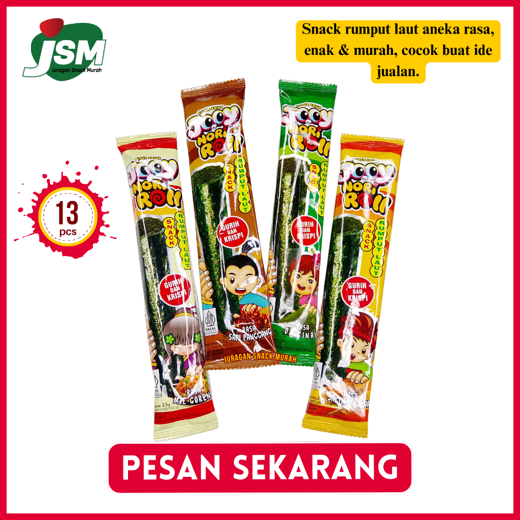 JOOY Nori Roll Snack Rumput Laut Crispy Gurih Pedas 12pcs Cemilan Anak Halal