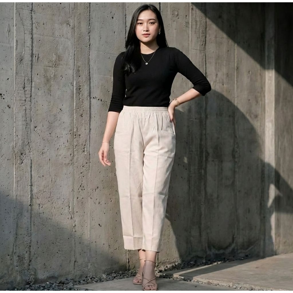 Celana Wanita Unicloo 7/8 Korean Pants Katun Pants Bahan Cotton Twill Size L - XL - XXL - XXXL Celan