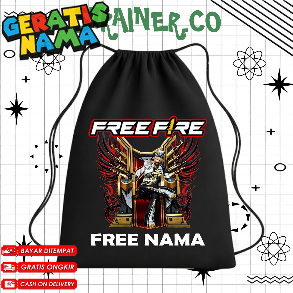 (FREE NAMA) TAS SEKOLAH ANAK TAS SERUT ANAK STRINGBAG TAS ANAK PAUD SD TK FF Free Fire Event Bundle 