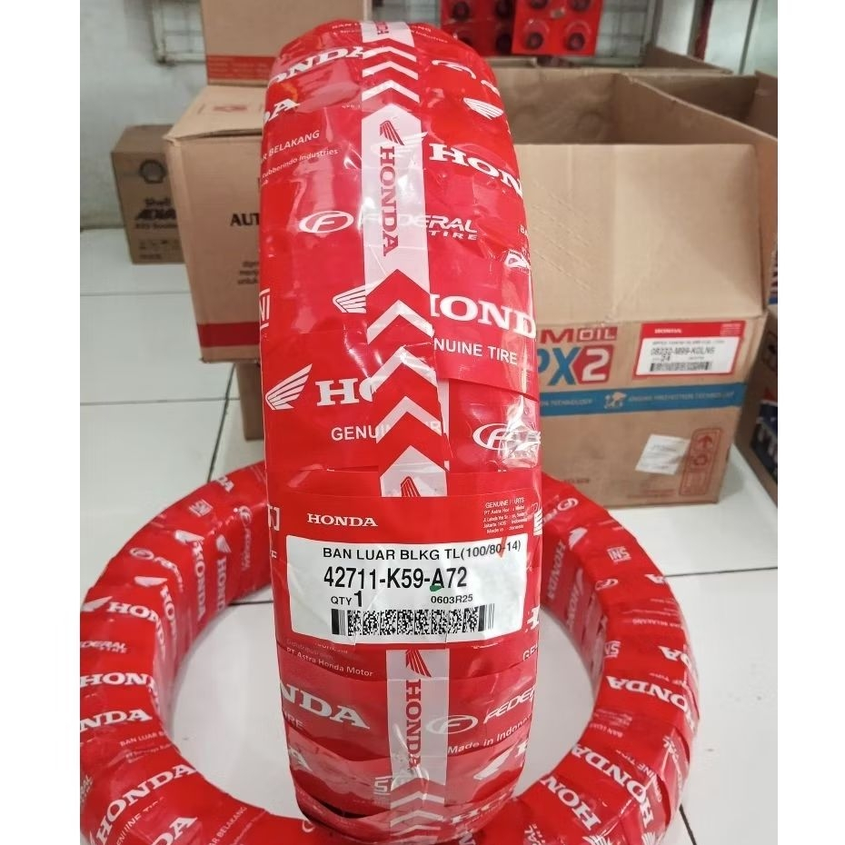 Ban TUBLES Federal Honda ORI 100/80 Ring 14 Ban Belakang Vario 125 K2F 2022 - Sekarang, Vario 150 20