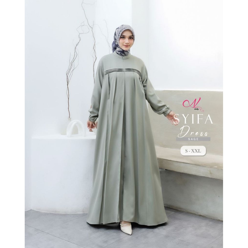 NEW  GAMIS SYIFA BAHAN ITYCREPE PREMIUM REMPEL CANTIK BAGIAN DADA ORI BY NANAVI DAILY