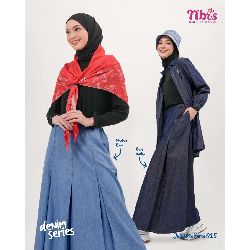 JALANKU BIRU 015 ROK JEANS WANITA PREMIUM NIBRAS
