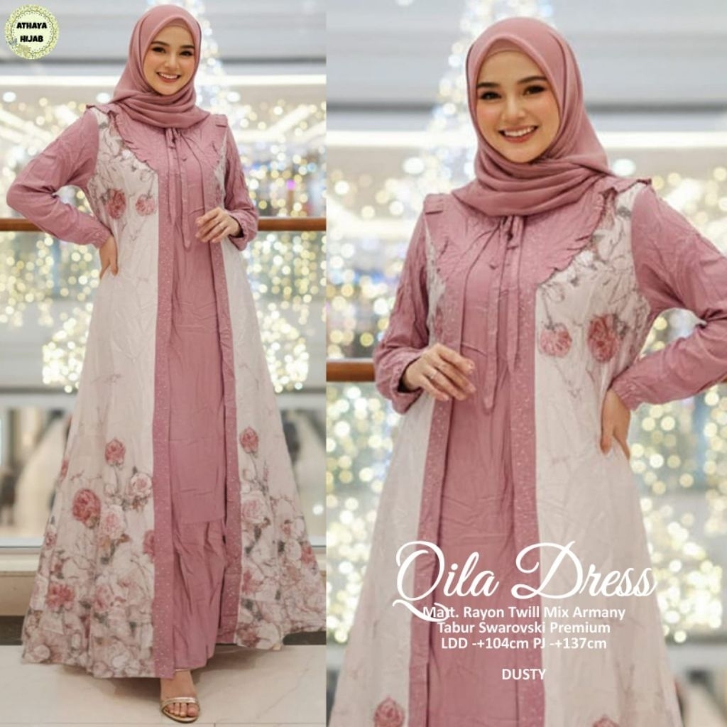 QILA DRESS GAMIS ORI BY ATHAYA TERMURAH