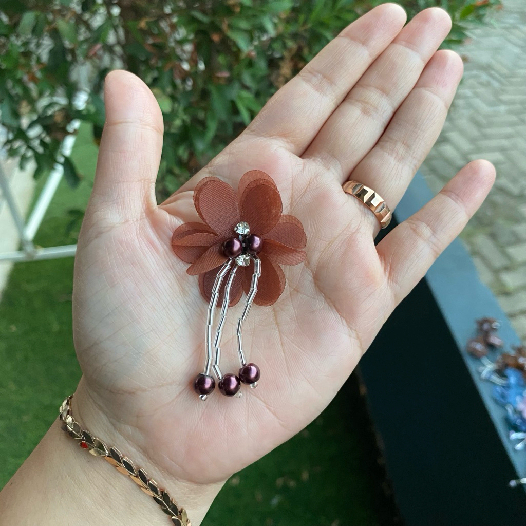 Payet bunga organza juntai mewah