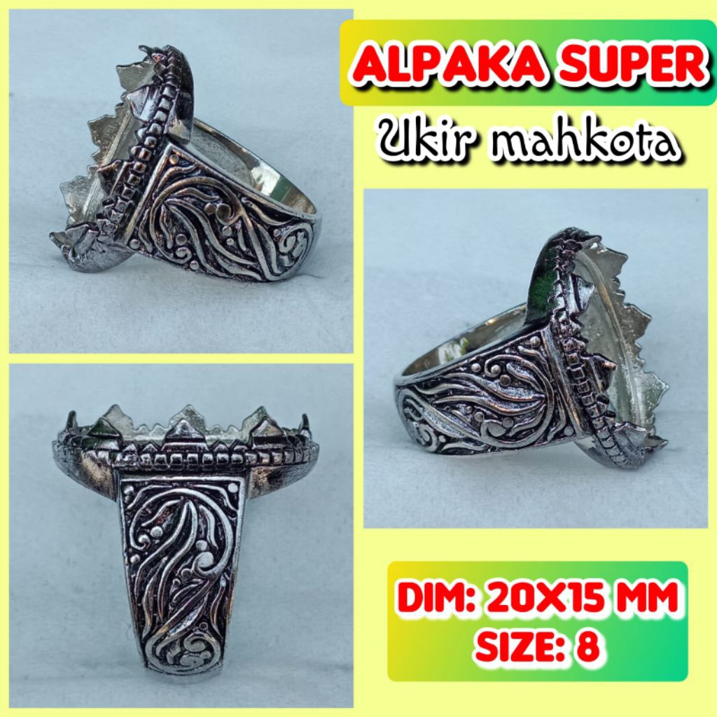 emban batu akik dan permata alpaka super ukir mahkota.36