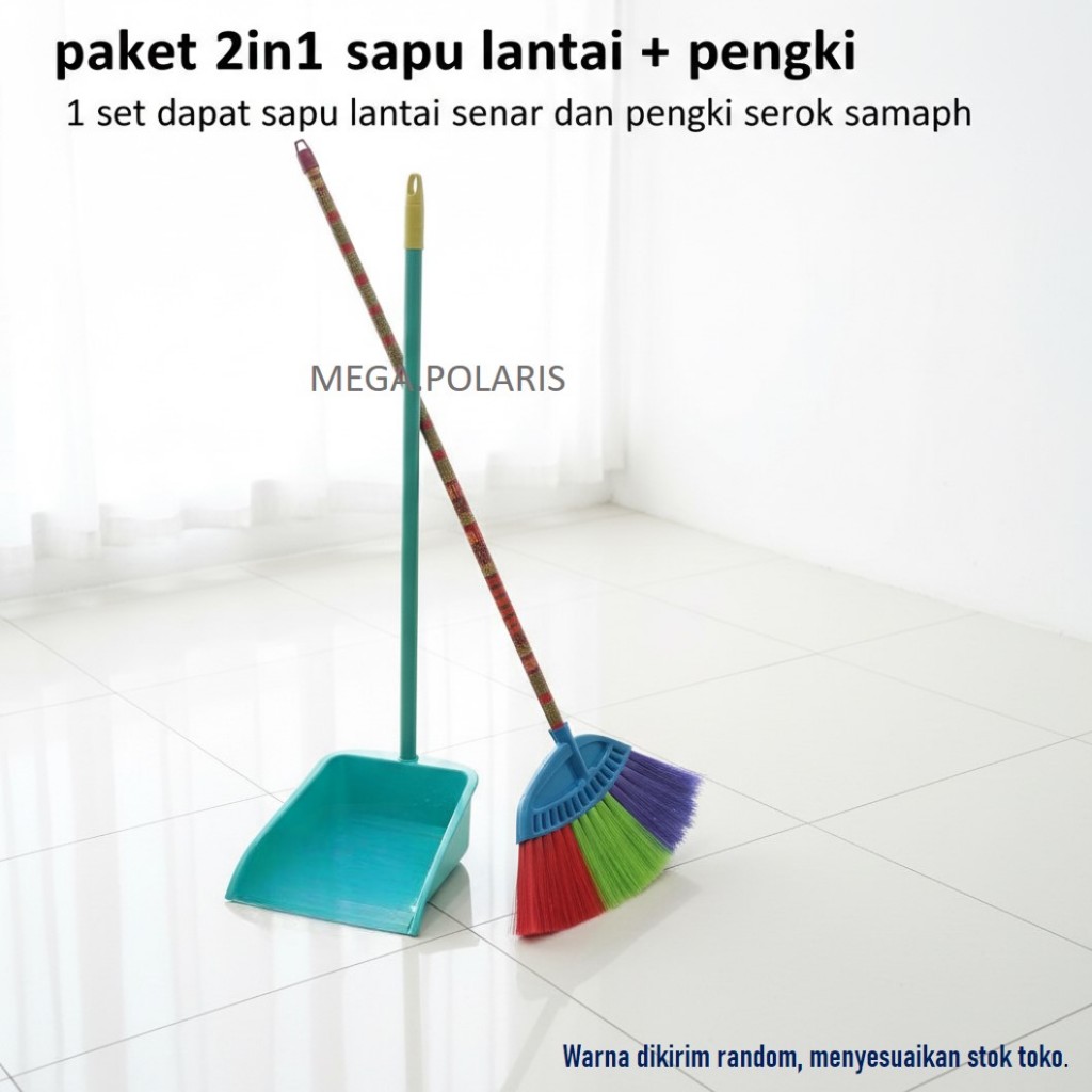 Set Sapu Lantai Senar Nylon dan Pengki Serok Sampah Premium