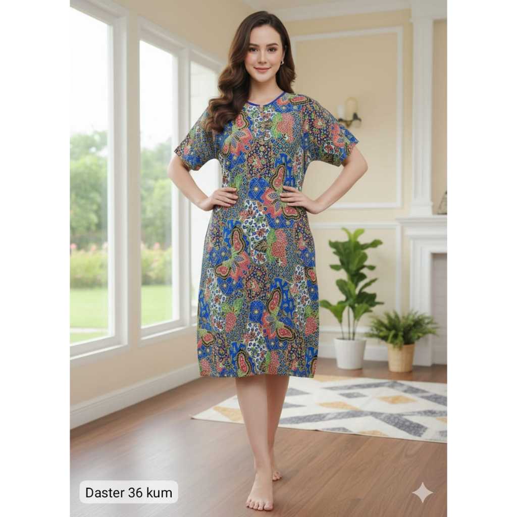 COD DS 36 KUM Daster Batik Kencana Ungu Asli Original Kencana Ungu Label MERAH Daster Lengan Pendek 