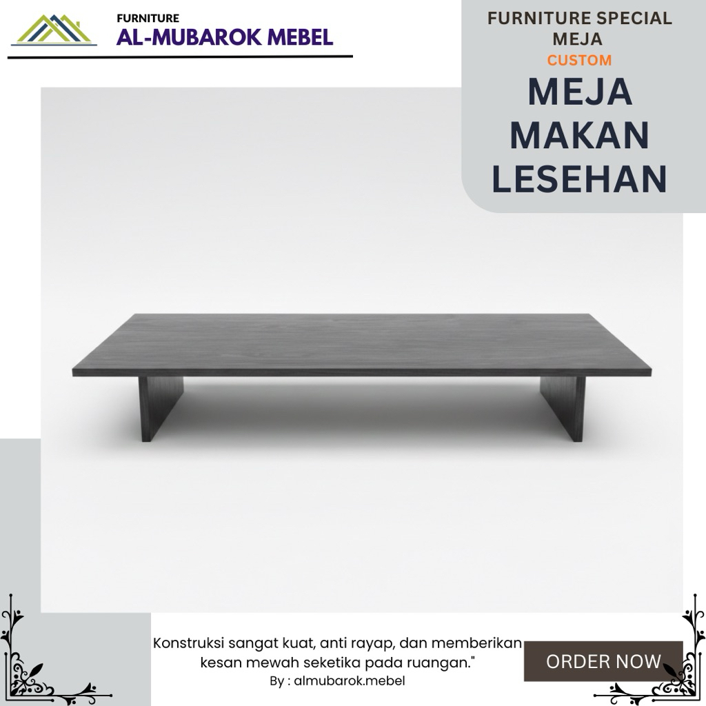 Meja Lesehan Jati Hitam Rustik // Custom Meja Makan Lesehan Kay Jati