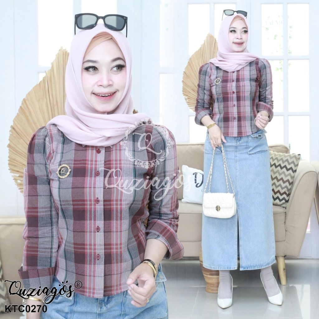 Quziagos kemeja crop Katun Triset READY 