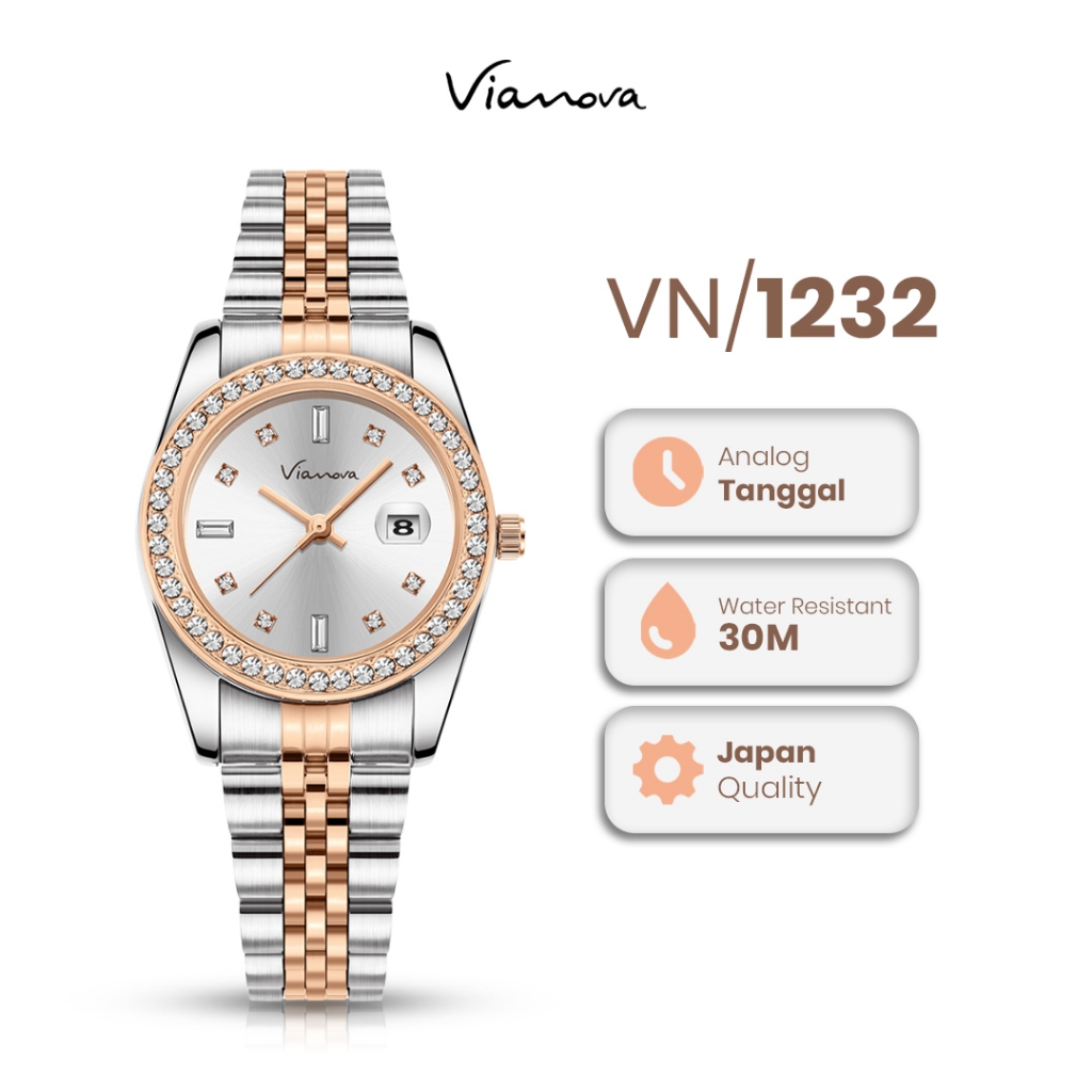 VIANOVA - Jam Tangan Wanita Kecil Original Anti Air 1232 Standard Jepang Jam Tangan Cewek