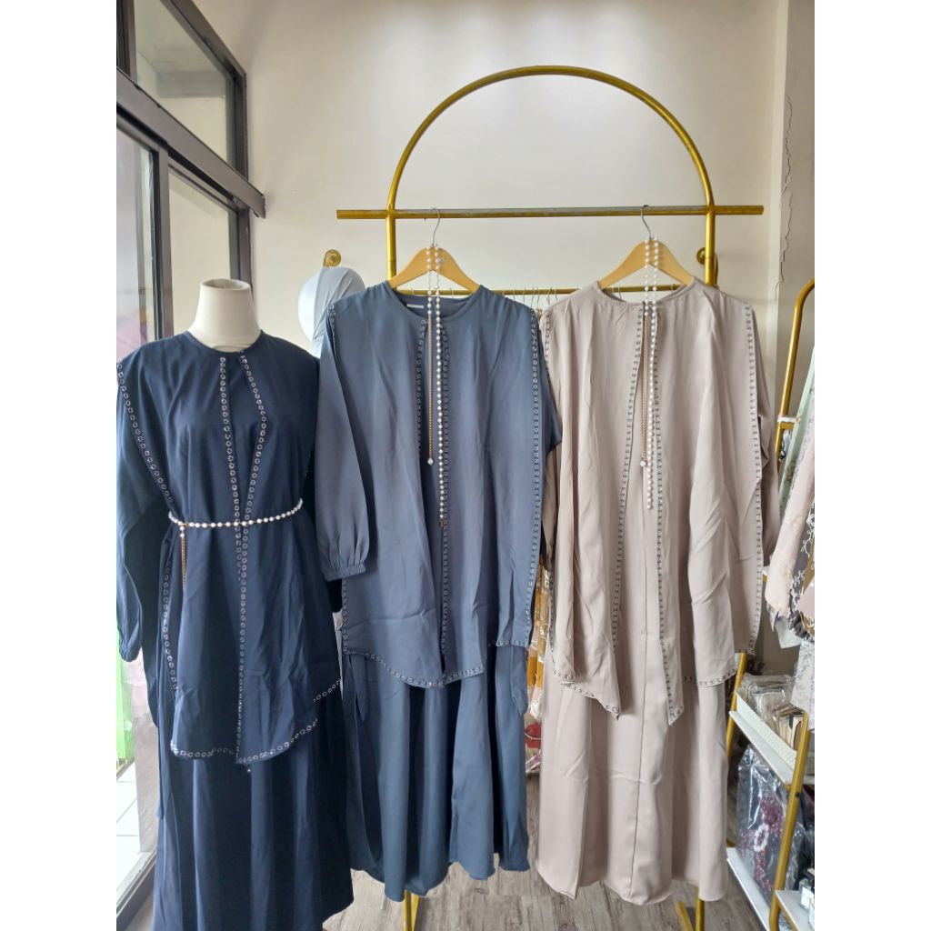 gamis shakila belt mutiara