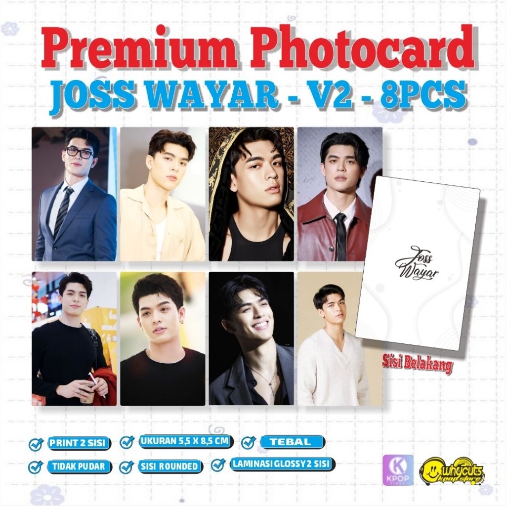 [8pcs] Photocard Set JOSS WAYAR Aktor Thailand 8pcs Print 2 sisi laminasi glossy