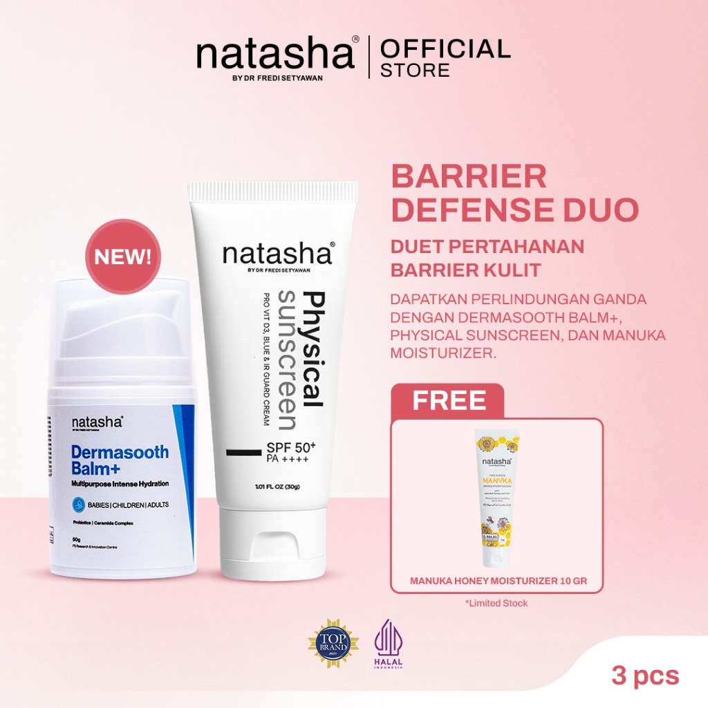 Natasha by dr Fredi Setyawan Barrier Defense Duo [Dermasooth Balm+ Physical Sunscreen SPF50 FREE Man