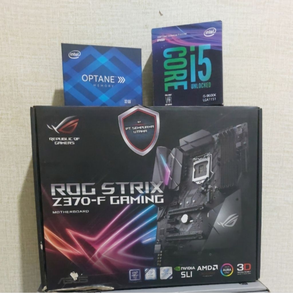 Paket Mobo + Processor (intel i5 8600k - Asus ROG Strix Z370-F gaming)
