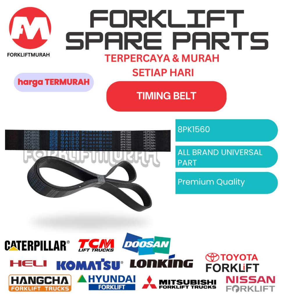 TIMING BELT ALL BRAND UNIVERSAL PART FORKLIFT 8PK1560