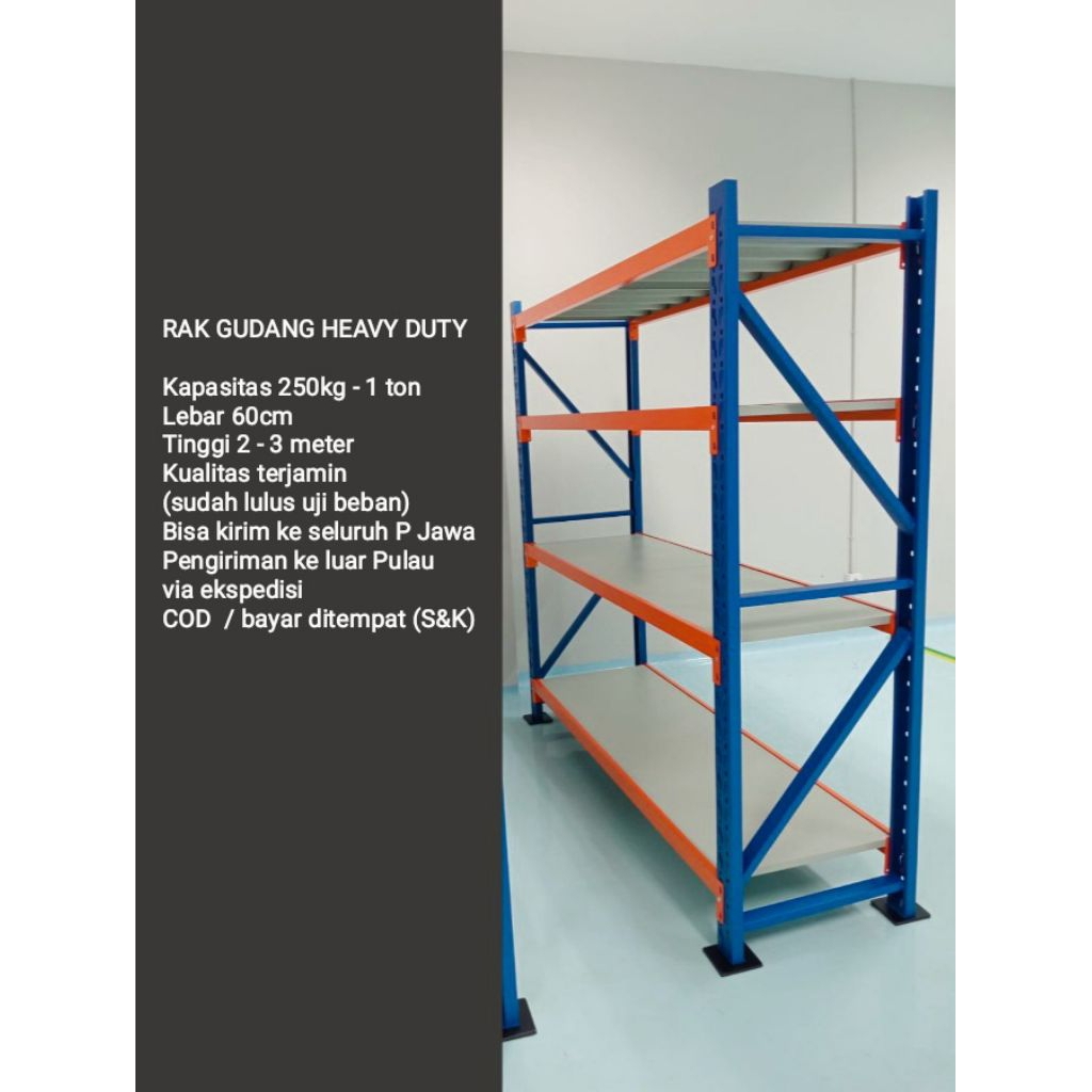 RAK GUDANG SOLO - PRODUK RAK GUDANG HEAVY DUTY 4 LAYER KAPASITAS BESAR