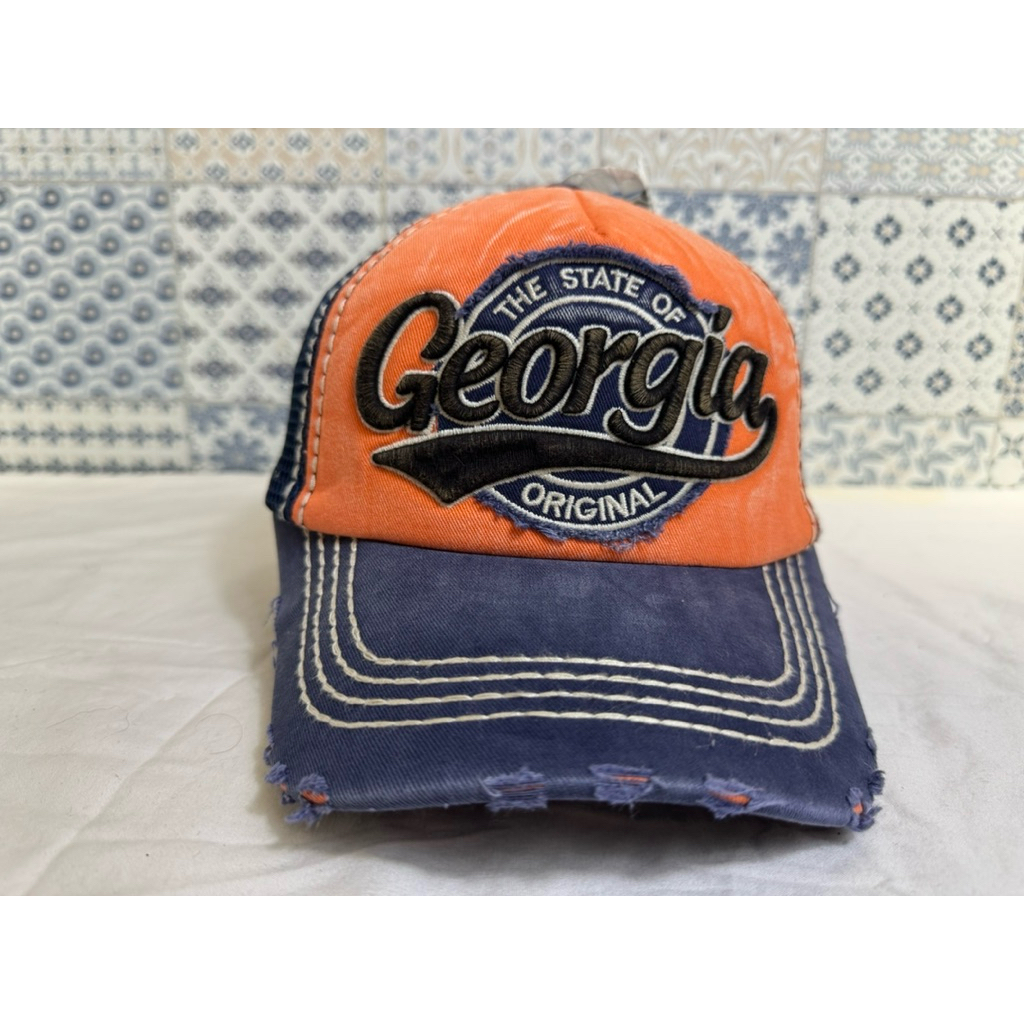 Topi Second Brand Branded Ripped Trucker State Of Georgia By Robin Ruth Original Vintage