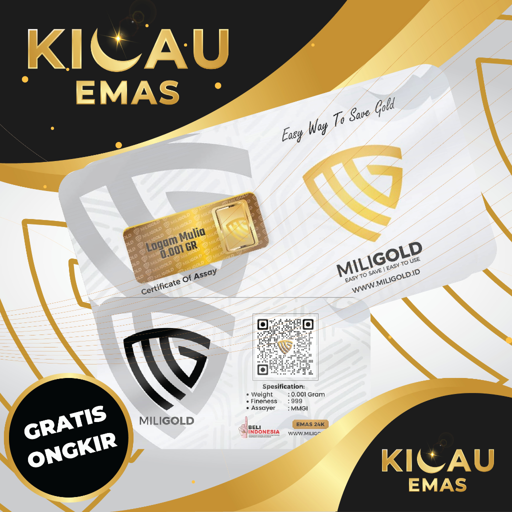 Satuan MiliGold 0,001 Gram Emas Batangan Bersertifikat 24 Karat