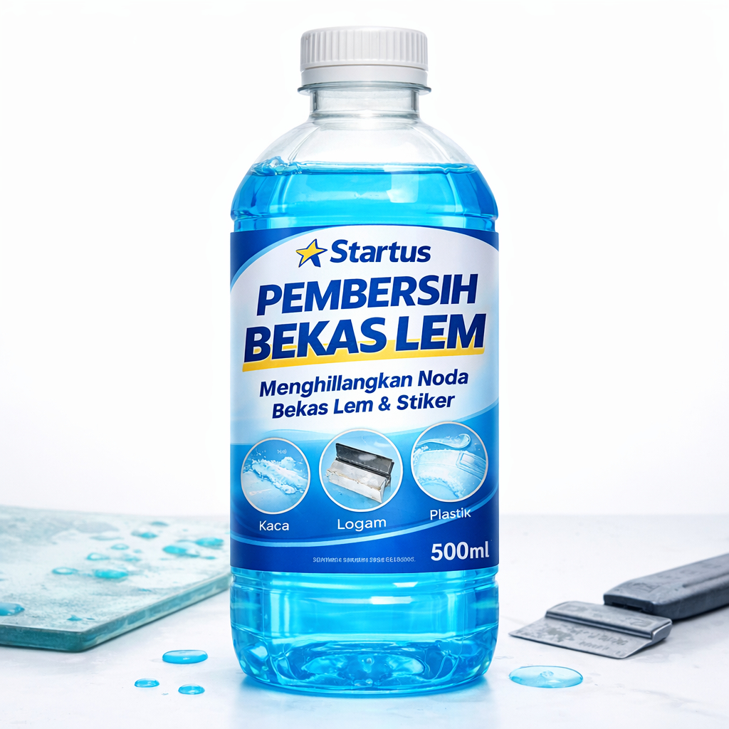 Startus Pembersih Bekas Lem & Stiker 500ml – Cairan Penghilang Lem di Kaca Logam Plastik