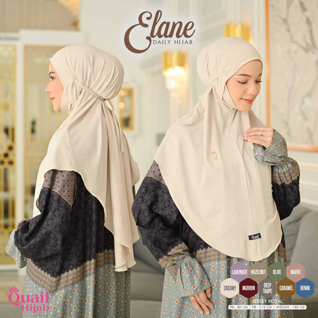 Elane Kerudung Instan Bergo Tali Belakang Hijab DDagu Malay Non Pet Original "Quail Hijab" Bahan Jer