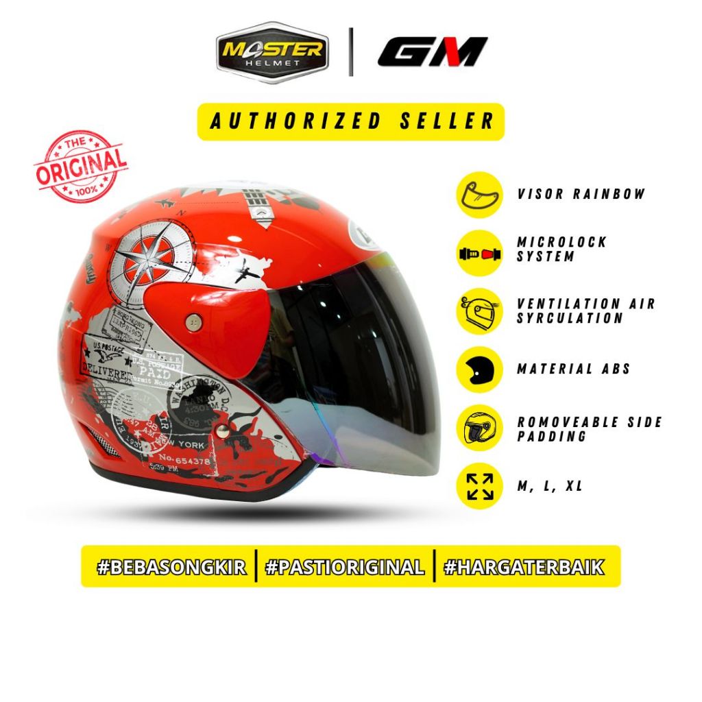 GM Evolution Motif Kaca Pelangi - Helm Half Face GM