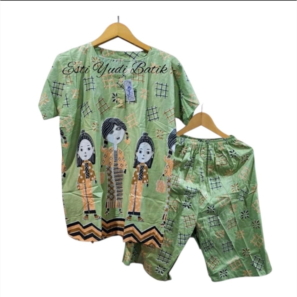 Setelan GOGO BABYDOL MOTIF TEJO WARNA Piyama lucu set Celana kulot Pendek 3/4 Bahan Rayon setelan wa