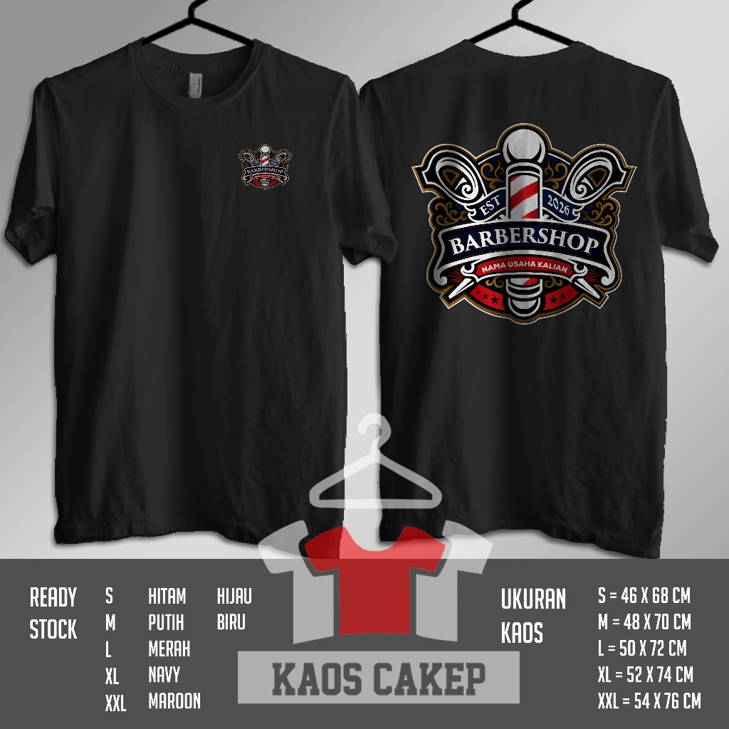 Kaos Logo BARBERSHOP Desain Keren Gratis Nama Usaha Kalian Baju Distro