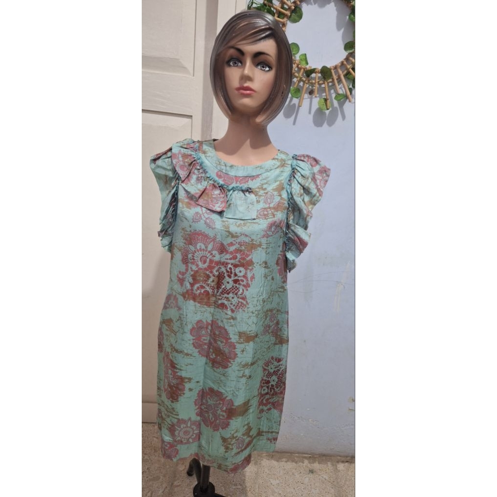 daster biru vintage / home dress silk size remaja dewasa