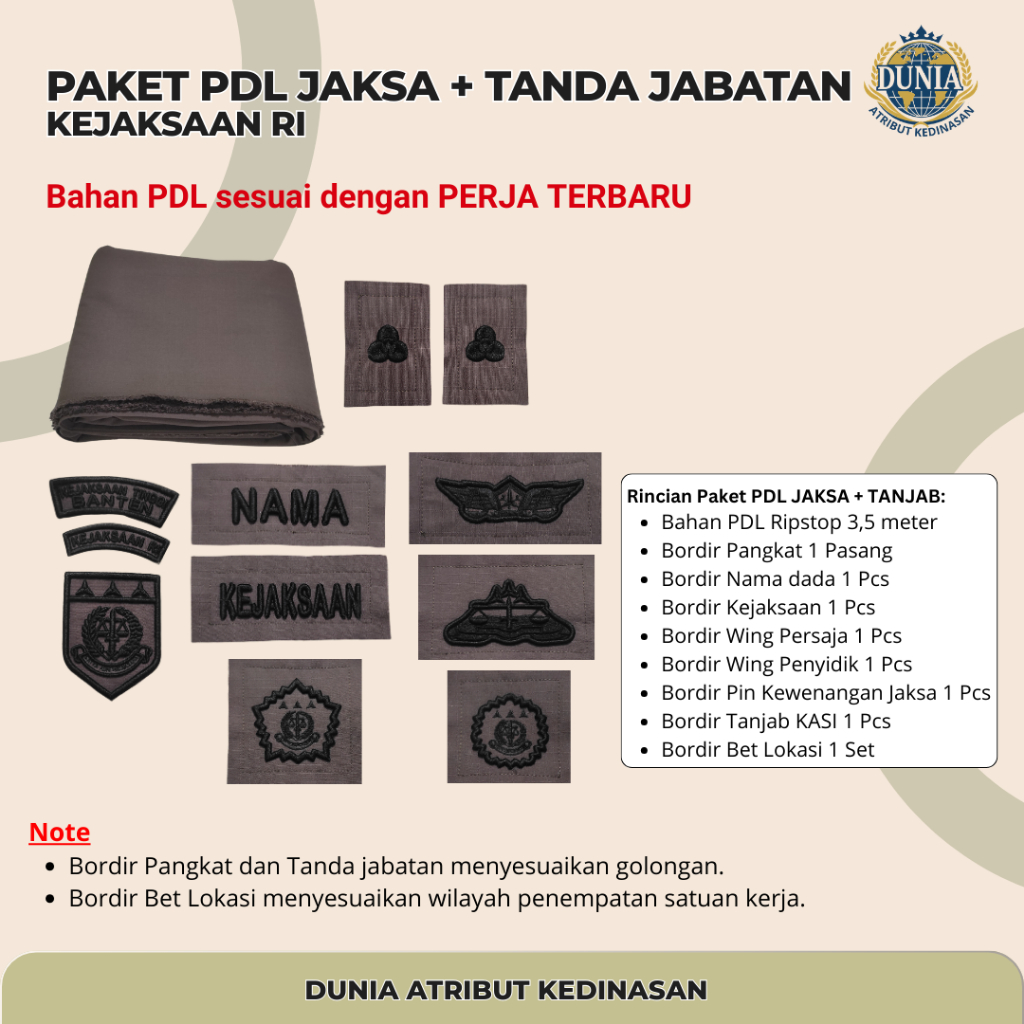 Paket PDL Jaksa + Tanda jabatan Kejaksaan RI