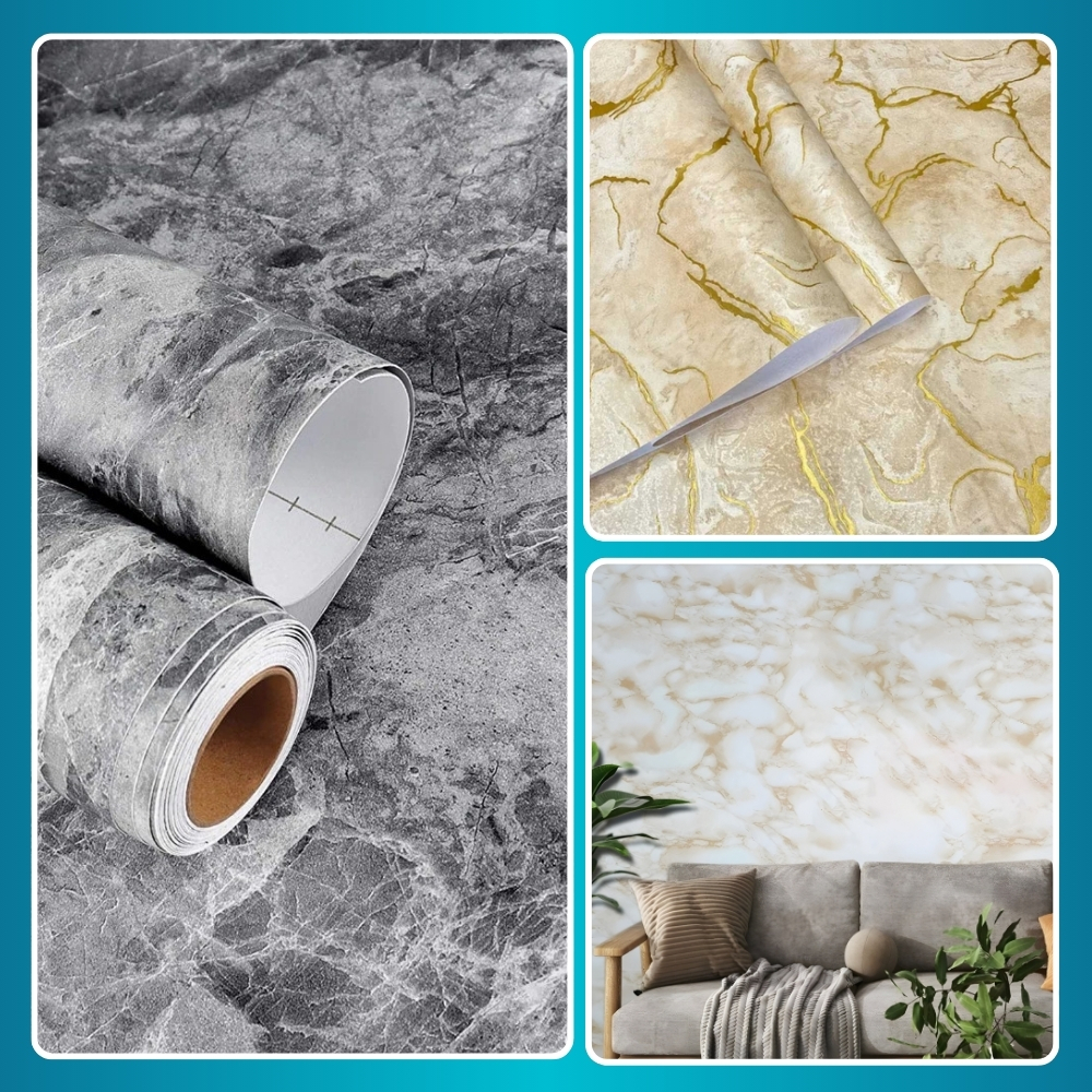 Wallstiker Wallpaper Dinding Kamar Tidur Marbel Marmer Granite Abu Hitam Premium Berperekat Lem