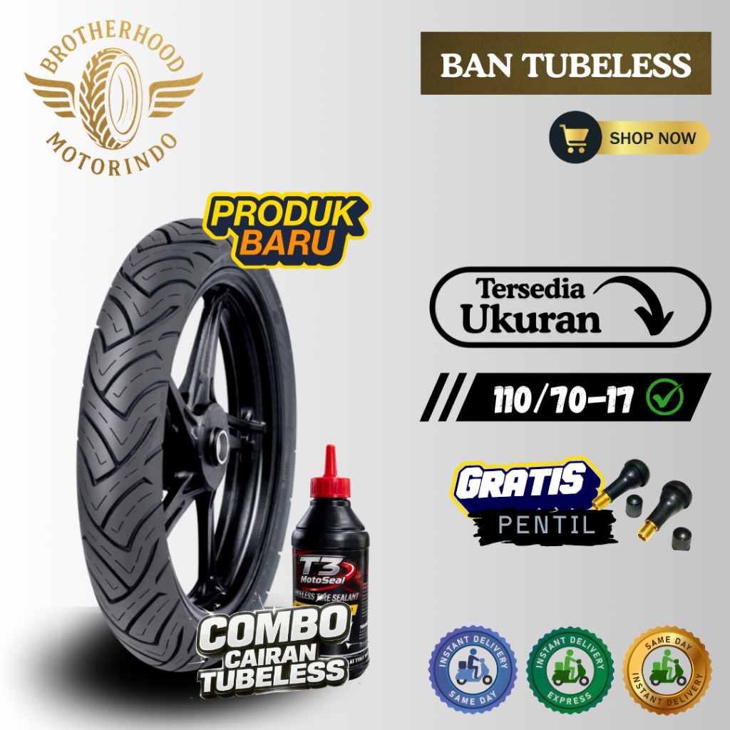 BAN FDR XR EVO 110/70-17 TUBBELES / BAN XR EVO TUBLES / BAN MOTOR RING 17 / BAN FDR RING 17 / MOTOR 