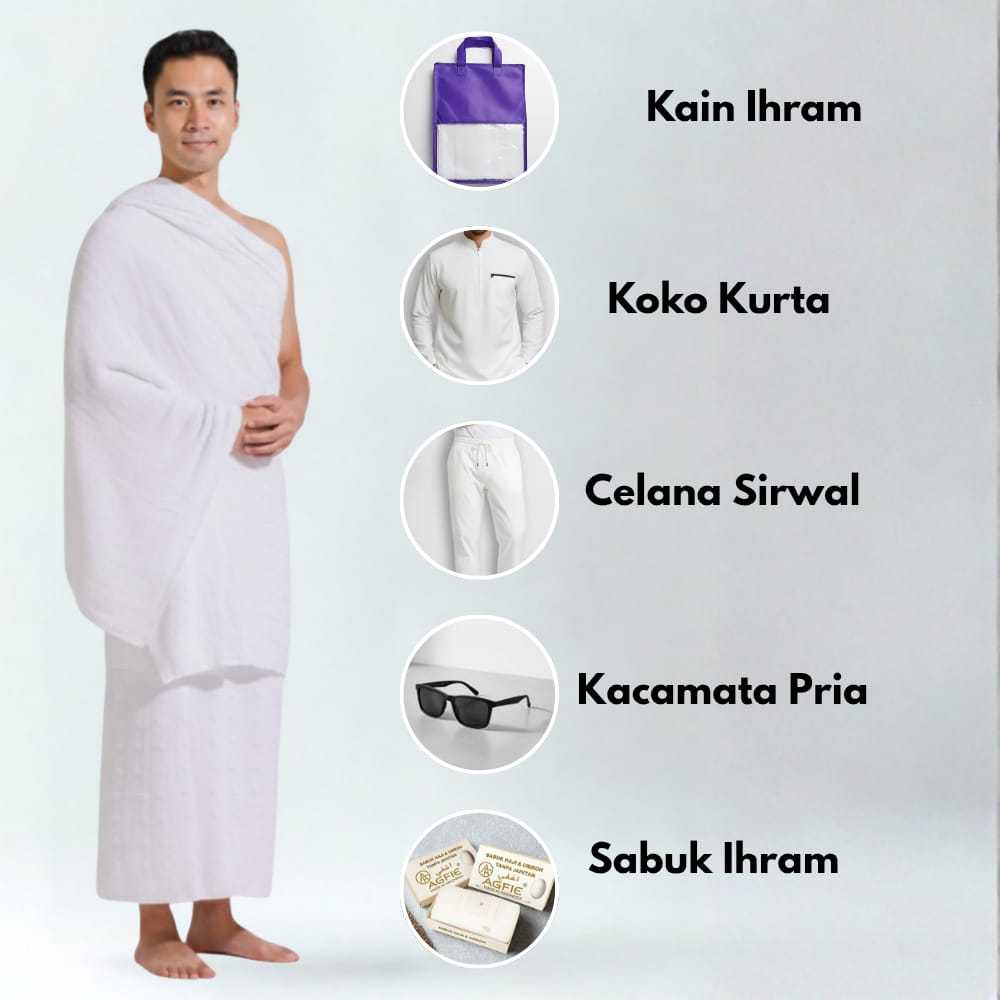 Paket Baju Haji Umroh Pria Lengkap | Perlengkapan Ibadah Sunnah & Wajib