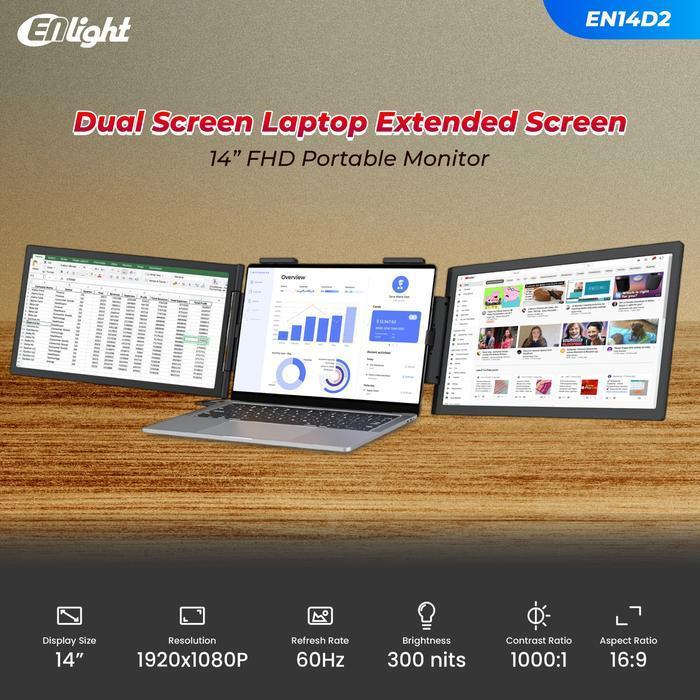 MONITOR PORTABLE 14" ENLIGHT EN14D PORTBLE MONITOR ENLIGHT EN14D FHD 14" 16:9