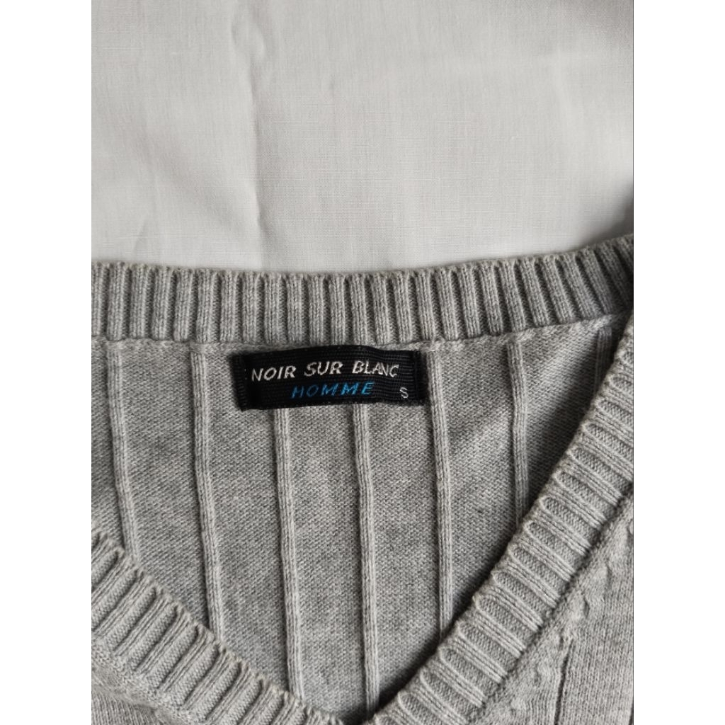 Rompi Rajut Pria NOIR SUR BLANC - Warna Abu Misty, Ukuran S - bekas