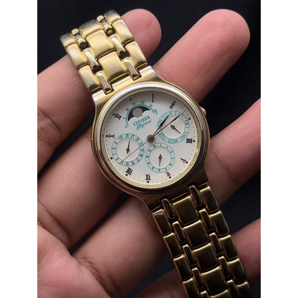 Vintage Citizen Moon Phase 4310-432479-TA Sign Triple Calender Watch
