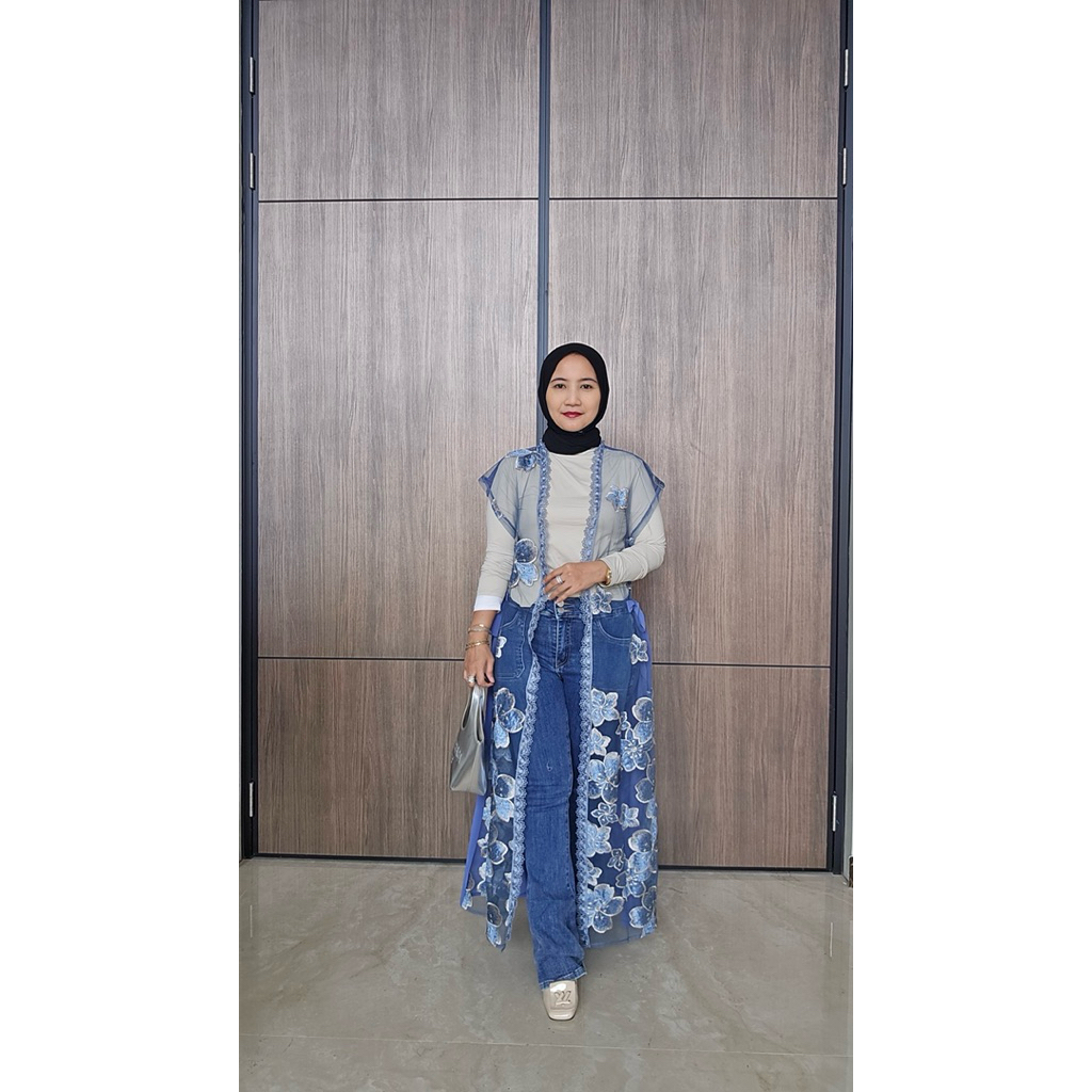 OZ OUTER LONG VEST LENGAN KUTUNG/ TANPA LENGAN | OUTER BRUKAT LONG