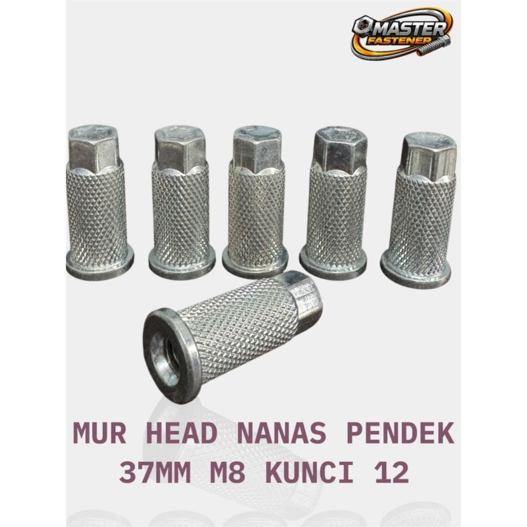 Mur Blok Head Rx king / Mur Nanas M8 Kunci 12 Pendek 37mm ( 3,7cm )