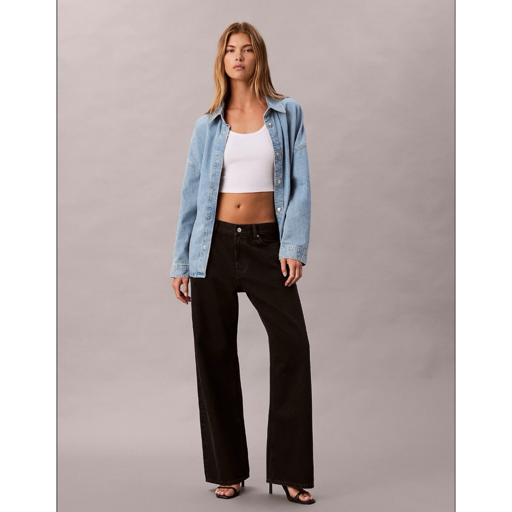 Calvin Klein Cotton Linen Denim Shirt Kemeja Calvin Klein Denim